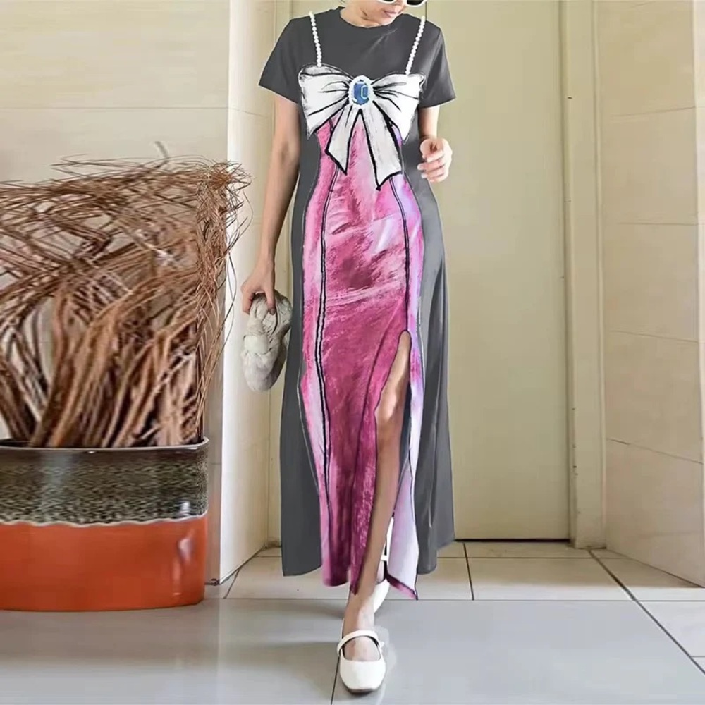 Elegant Pink and Gray Women's Skirt